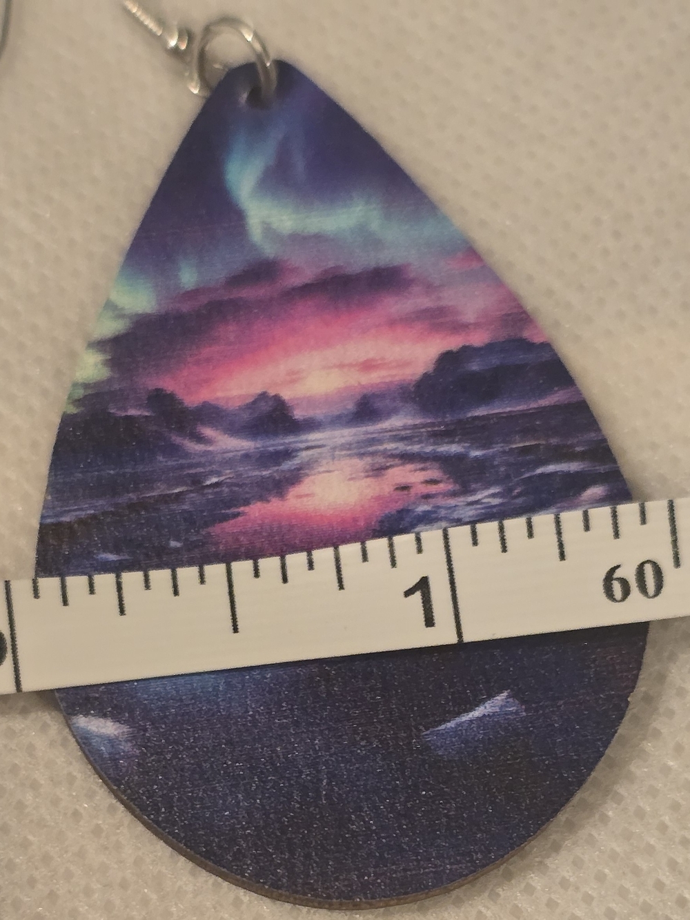 Aurora Night Sky Teardrop Earrings - Purple Blue Pink - Picture 4 of 4